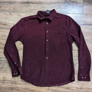 Burgundy Wine ASOS Corduroy Button Shirt
